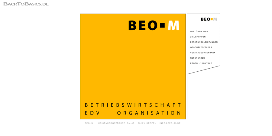 A small distinctive homepage for a consulting agency:  www.beo-m.de